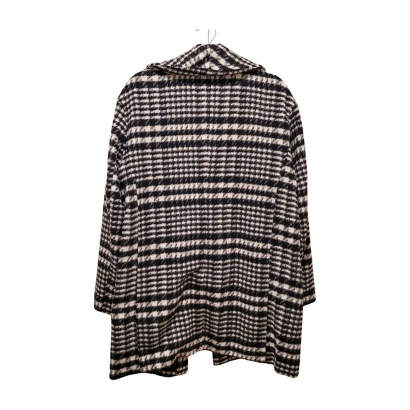 AVEC LES FILLES HOUNDSTOOTH PLAID OVERSIZED PEACOAT SIZE LARGE black & white L - Picture 10 of 12
